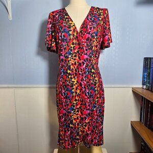 Venus Medium Bright Multicolored Animal Print Shortsleeve Knee Length Dress